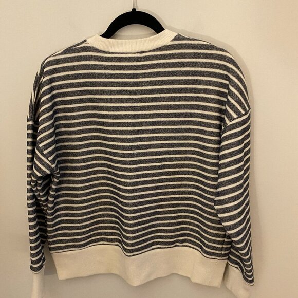Zara Striped Top Crewneck Sweater Warm Cropped Size L - Picture 2 of 4